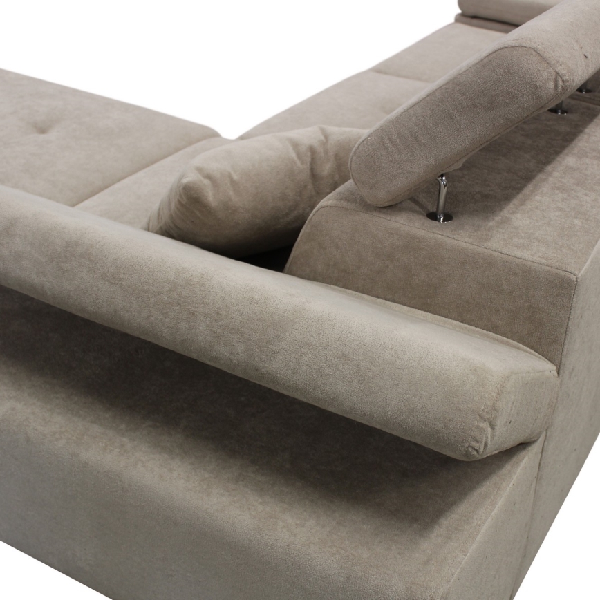 Canapé d'angle convertible en L CASTELO avec coffre de rangement, angle droit, gris