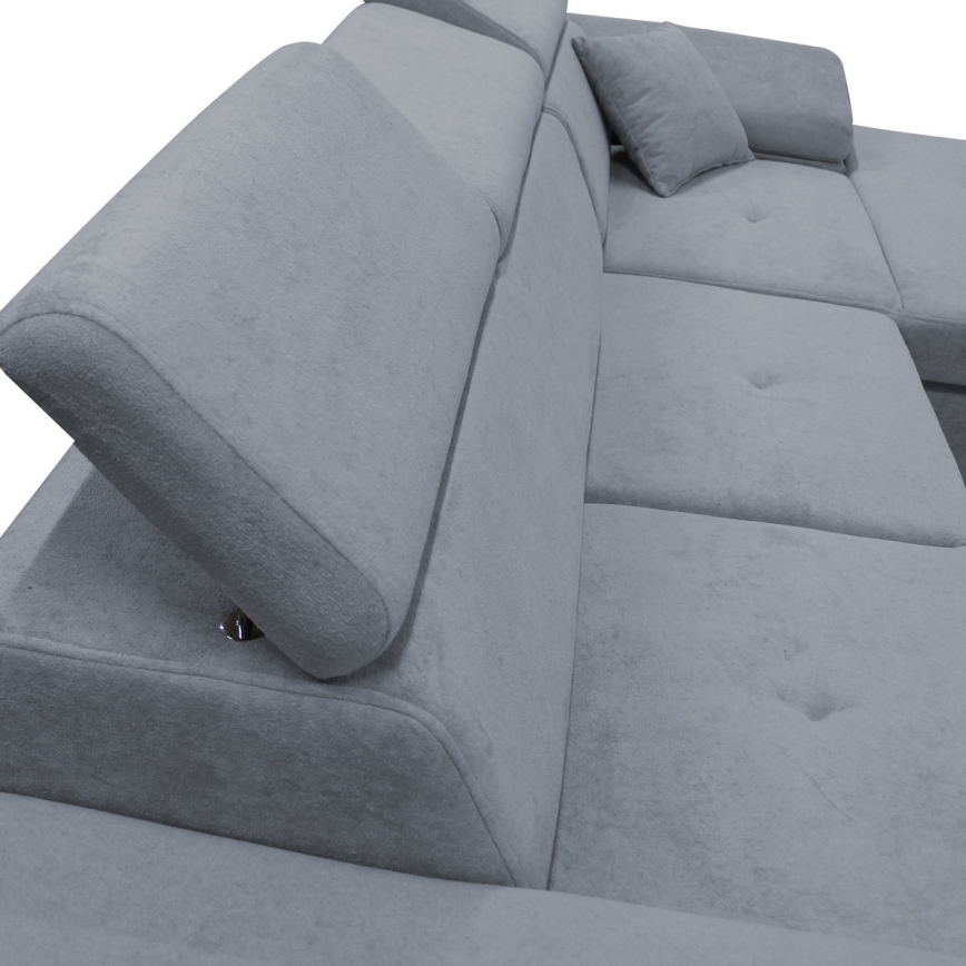 Canapé d'angle convertible en L CASTELO, angle droit, avec coffre de rangement, gris foncé