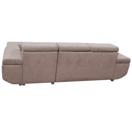 Canapé d'angle convertible en L CASTELO, version droite, beige, avec coffre de rangement intégré