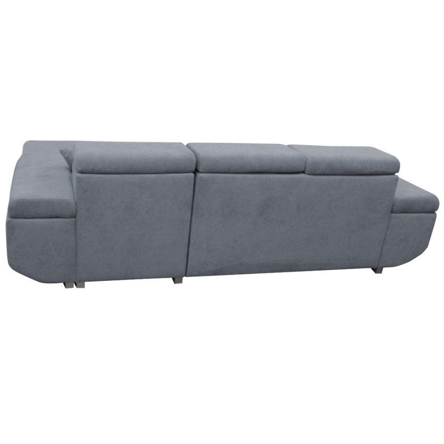 Canapé d'angle convertible en L avec coffre de rangement CASTELO — version droite, gris foncé