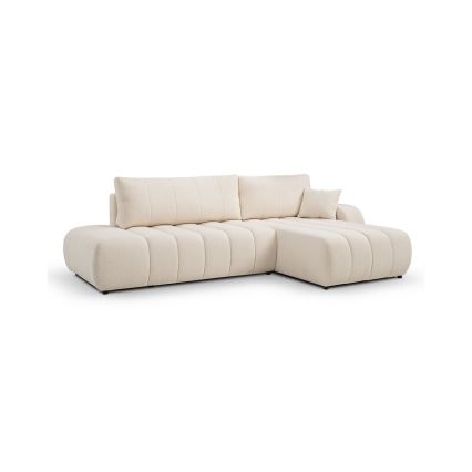Canapé d'angle convertible en L DESIO, orientation droite, beige, avec coffre de rangement