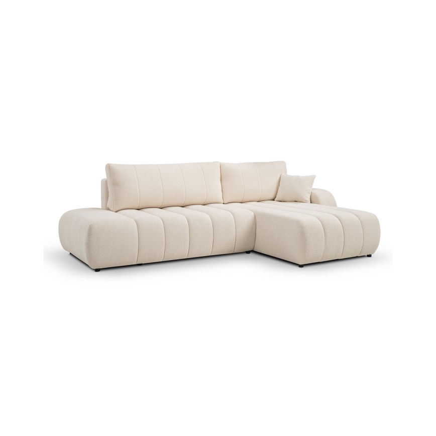Canapé d'angle convertible en L DESIO, orientation droite, beige, avec coffre de rangement