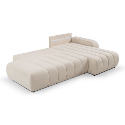 Canapé d'angle convertible en L DESIO, orientation droite, beige, avec coffre de rangement