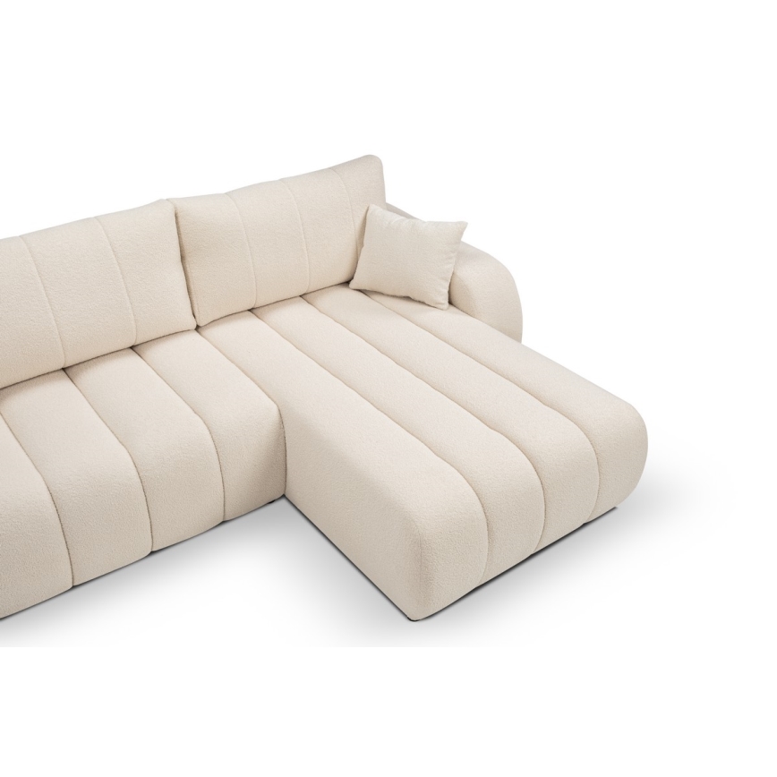 Canapé d'angle convertible en L DESIO, orientation droite, beige, avec coffre de rangement