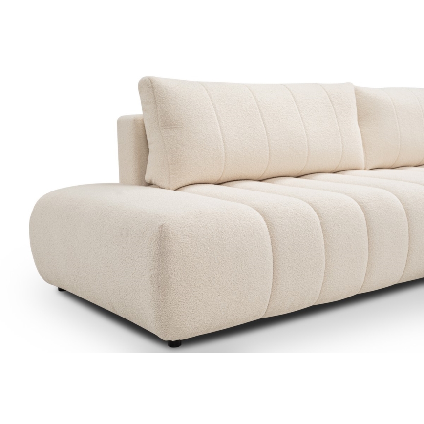 Canapé d'angle convertible en L DESIO, orientation droite, beige, avec coffre de rangement