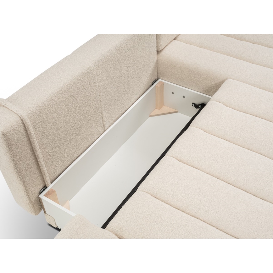 Canapé d'angle convertible en L DESIO, orientation droite, beige, avec coffre de rangement