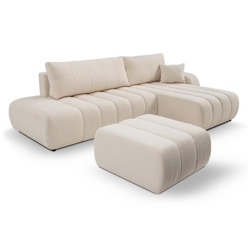 Canapé d'angle convertible en L DESIO, orientation droite, beige, avec coffre de rangement