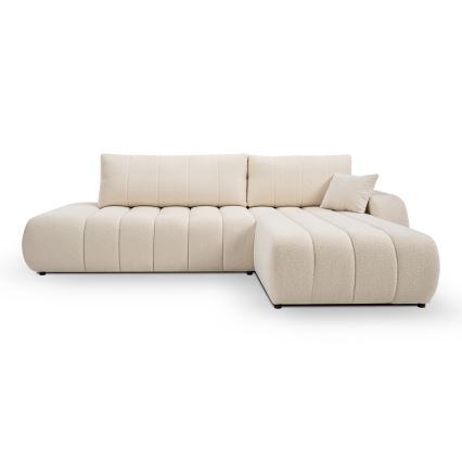 Canapé d'angle convertible en L DESIO, orientation droite, beige, avec coffre de rangement
