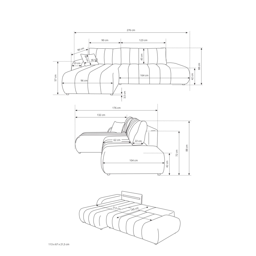 Canapé d'angle convertible en L DESIO, orientation droite, beige, avec coffre de rangement