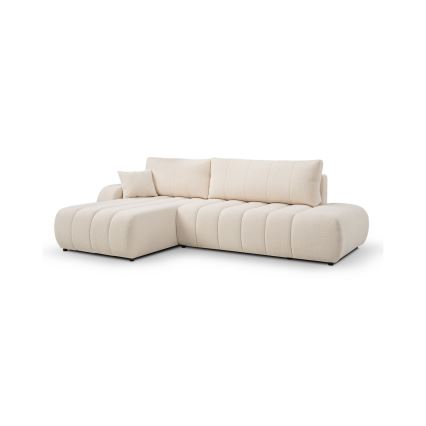 Canapé d'angle convertible en L DESIO, orientation gauche, beige, avec coffre de rangement