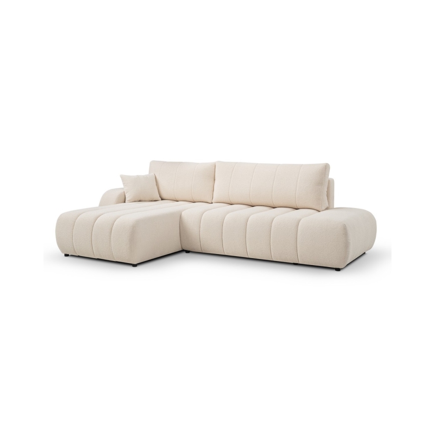 Canapé d'angle convertible en L DESIO, orientation gauche, beige, avec coffre de rangement