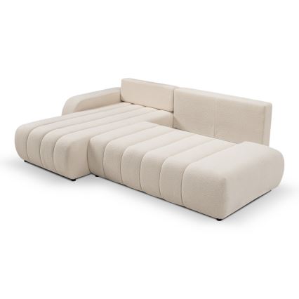 Canapé d'angle convertible en L DESIO, orientation gauche, beige, avec coffre de rangement