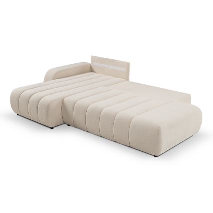 Canapé d'angle convertible en L DESIO, orientation gauche, beige, avec coffre de rangement