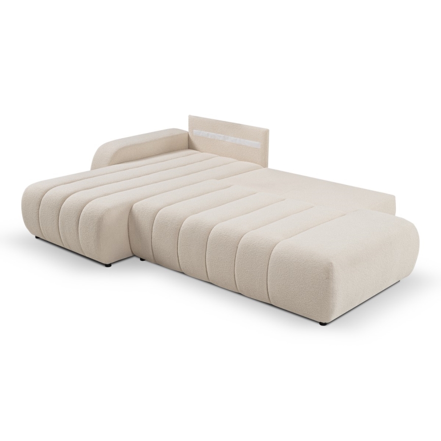 Canapé d'angle convertible en L DESIO, orientation gauche, beige, avec coffre de rangement