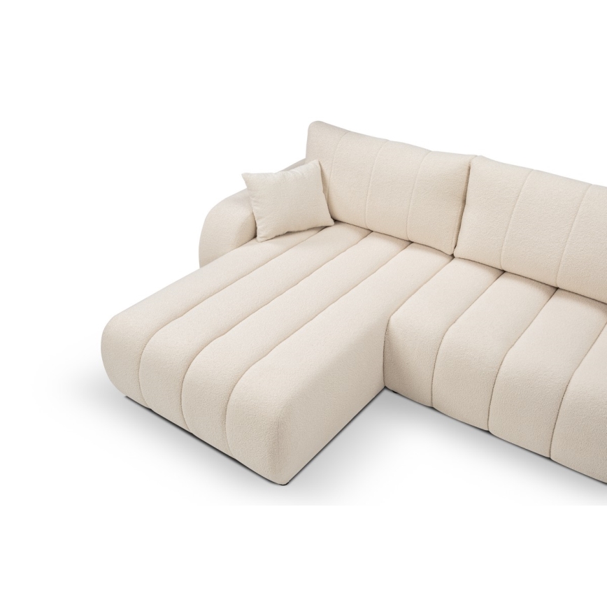 Canapé d'angle convertible en L DESIO, orientation gauche, beige, avec coffre de rangement