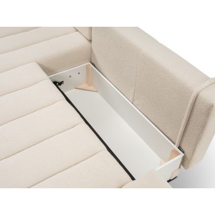 Canapé d'angle convertible en L DESIO, orientation gauche, beige, avec coffre de rangement