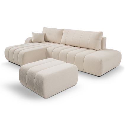Canapé d'angle convertible en L DESIO, orientation gauche, beige, avec coffre de rangement
