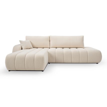 Canapé d'angle convertible en L DESIO, orientation gauche, beige, avec coffre de rangement