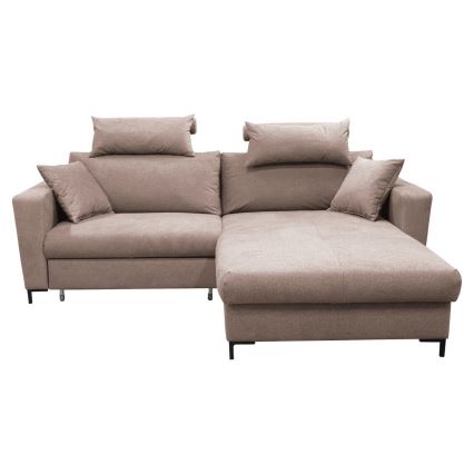 Canapé d'angle convertible en L HORTA avec coffre de rangement, angle droit, rose