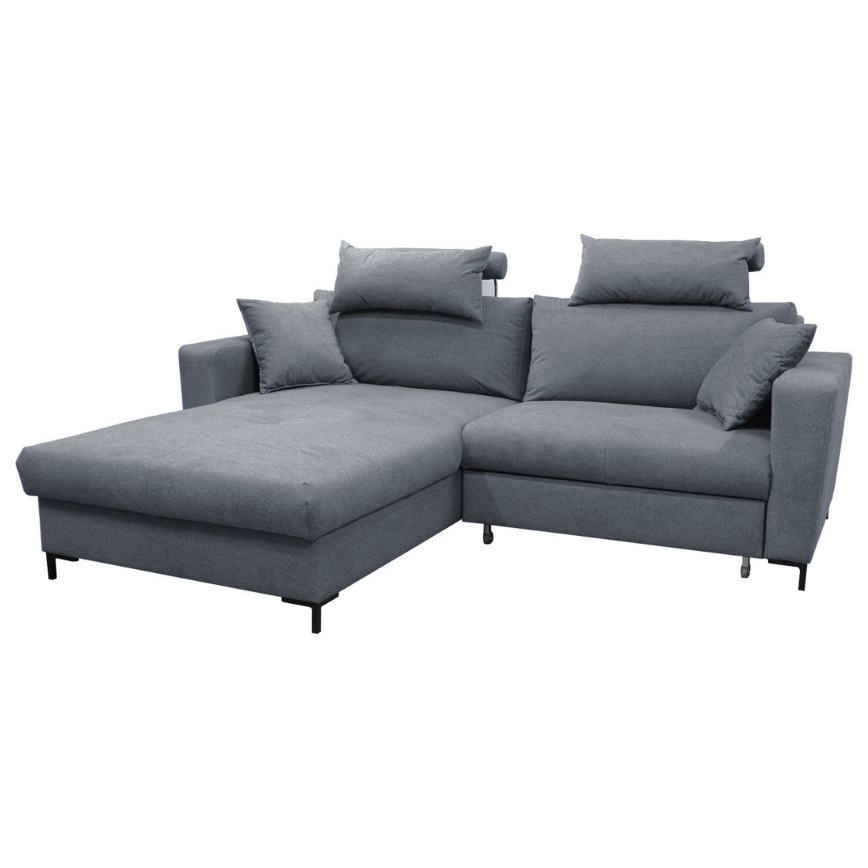 Canapé d'angle convertible en L HORTA avec coffre de rangement, version gauche, gris foncé