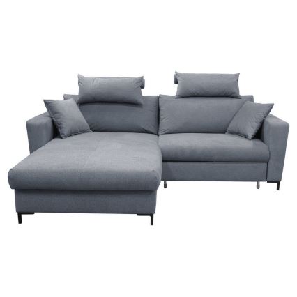 Canapé d'angle convertible en L HORTA avec coffre de rangement, version gauche, gris foncé