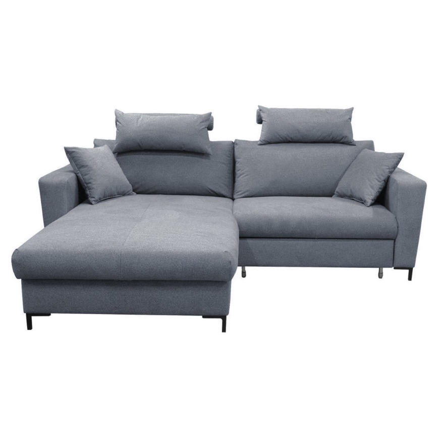 Canapé d'angle convertible en L HORTA avec coffre de rangement, version gauche, gris foncé