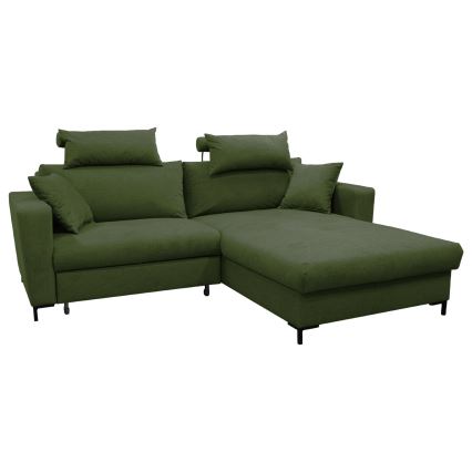 Canapé d'angle convertible en L HORTA, côté droit, coloris vert