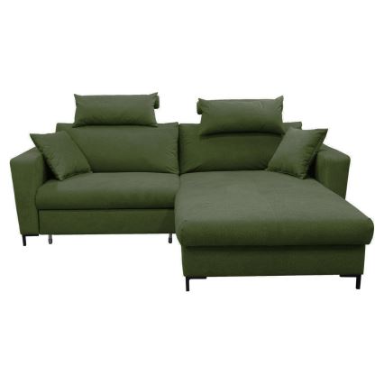 Canapé d'angle convertible en L HORTA, côté droit, coloris vert