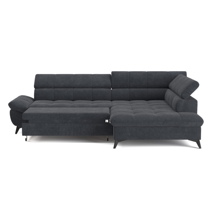 Canapé d'angle convertible en L MARANO droit noir