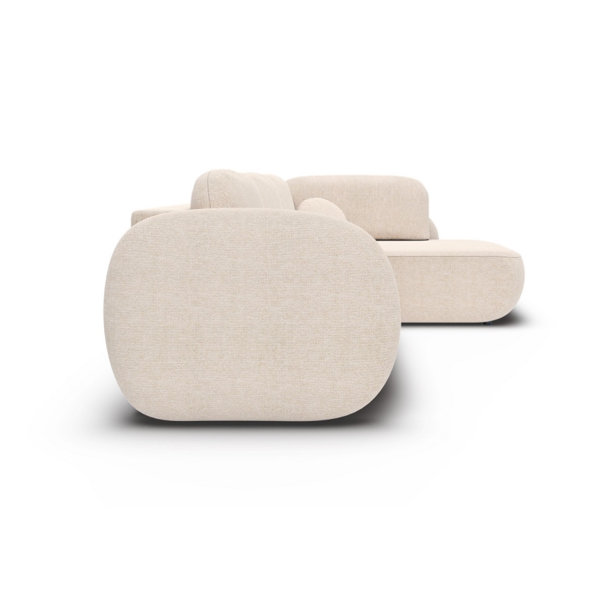 Canapé d'angle convertible en L OLBIA avec coffre de rangement, angle droit, beige