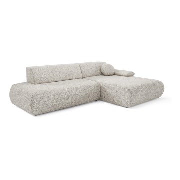 Canapé d'angle convertible en L PRATO, côté droit, beige, avec coffre de rangement