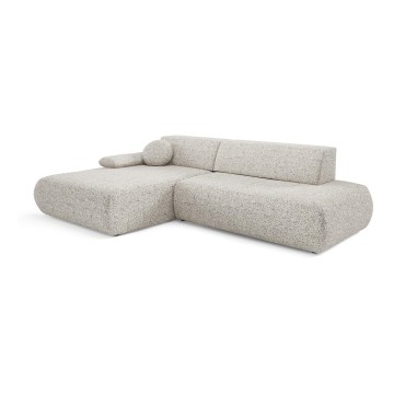 Canapé d'angle convertible en L PRATO, côté gauche, beige, avec coffre de rangement