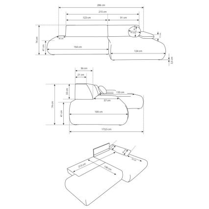 Canapé d'angle convertible en L PRATO, version droite, beige, avec coffre de rangement