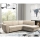 Canapé d'angle convertible en L SERPA, angle droit, beige, avec coffre de rangement