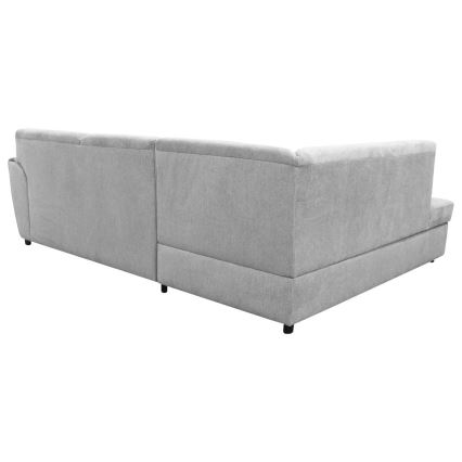 Canapé d'angle convertible en L SERPA avec coffre de rangement, angle gauche, gris