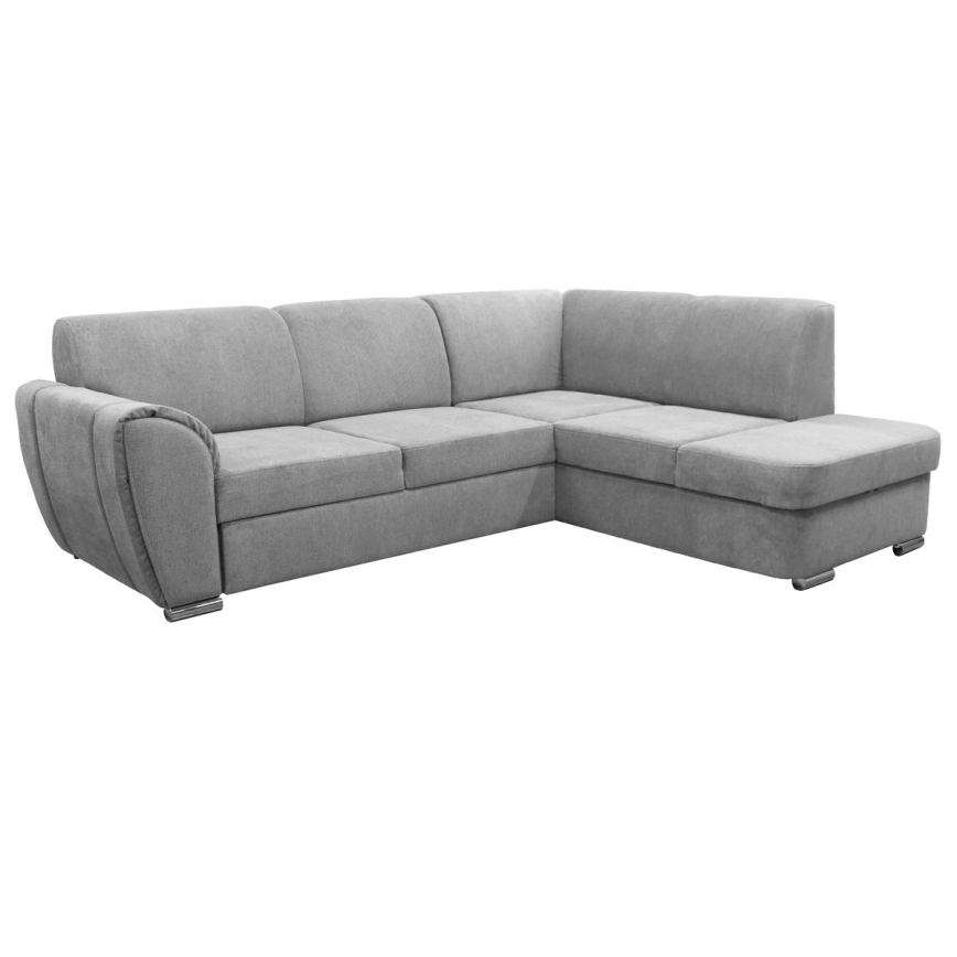 Canapé d'angle convertible en L SERPA avec coffre de rangement, version droite, gris