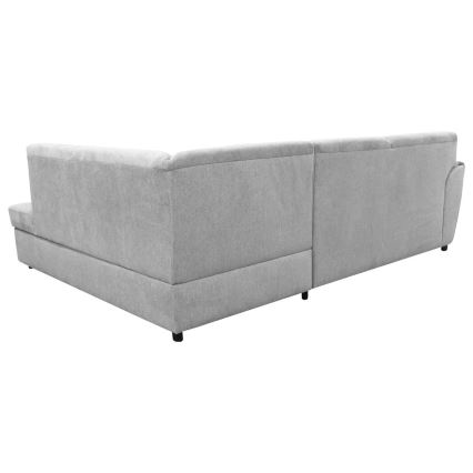 Canapé d'angle convertible en L SERPA avec coffre de rangement, version droite, gris