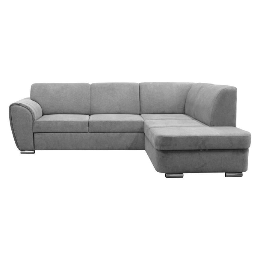 Canapé d'angle convertible en L SERPA avec coffre de rangement, version droite, gris