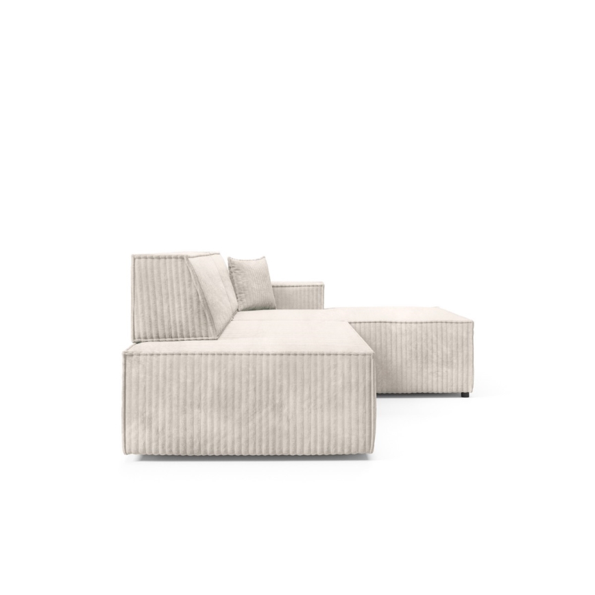 Canapé d'angle convertible en L TERAMO, version droite, beige, avec coffre de rangement