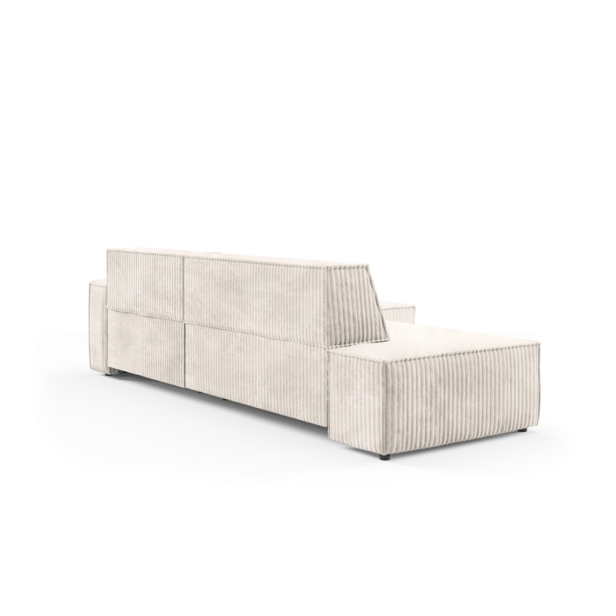 Canapé d'angle convertible en L TERAMO, version droite, beige, avec coffre de rangement