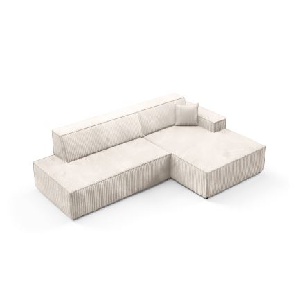 Canapé d'angle convertible en L TERAMO, version droite, beige, avec coffre de rangement