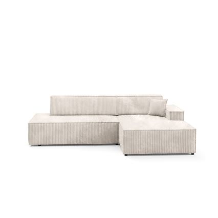 Canapé d'angle convertible en L TERAMO, version droite, beige, avec coffre de rangement