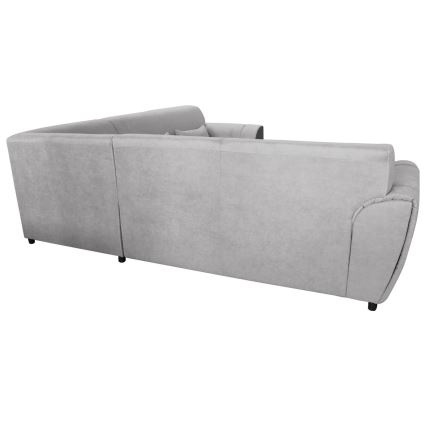 Canapé d'angle convertible en L VISEU, côté gauche, gris/noir, avec coffre de rangement intégré