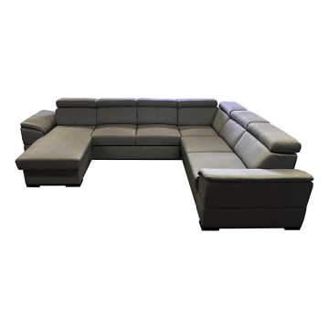 Canapé d'angle convertible en U à angle réversible avec coffre de rangement GRANADA gris anthracite