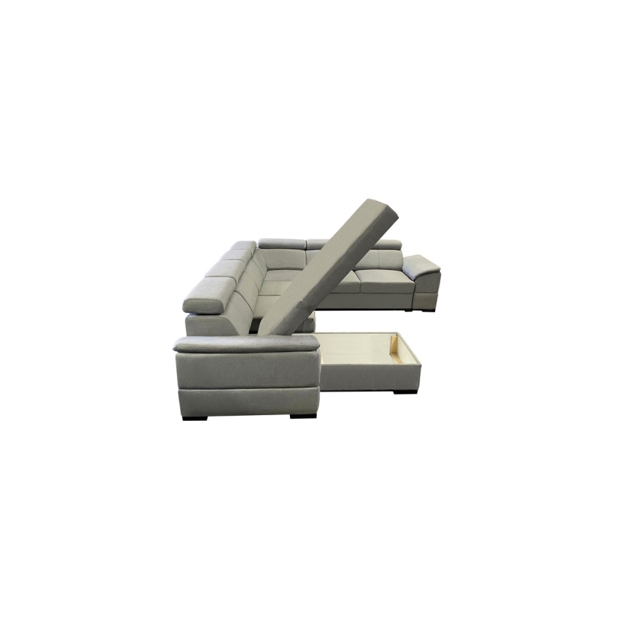 Canapé d'angle convertible en U réversible avec coffre de rangement GRANADA gris clair