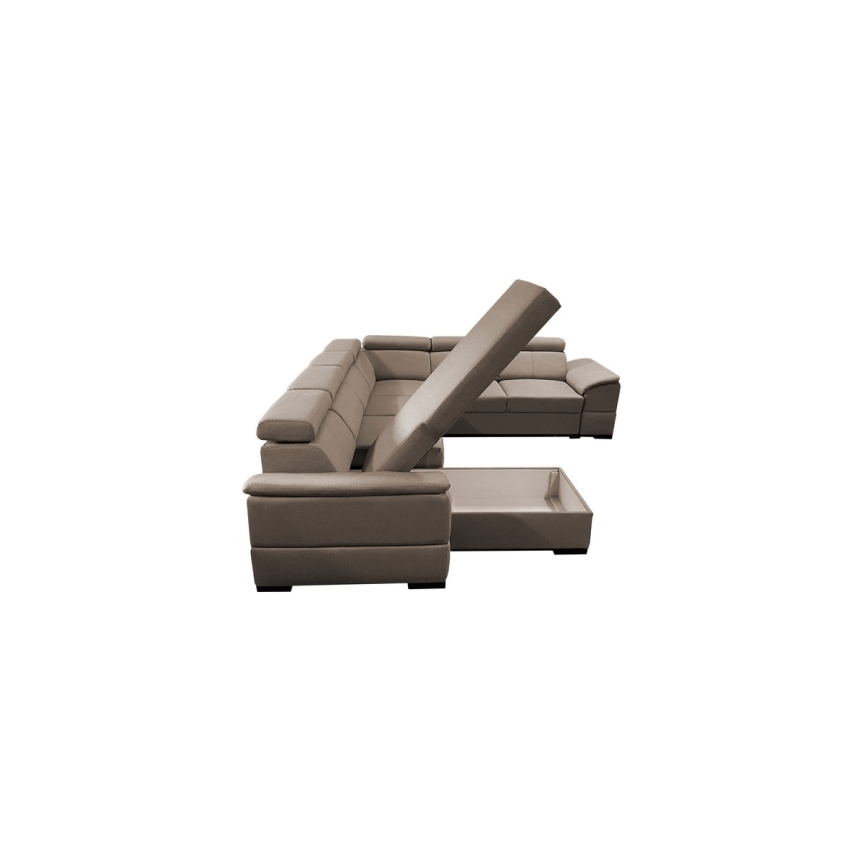 Canapé d'angle convertible en U à angle réversible avec coffre de rangement GRANADA, beige