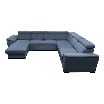 Canapé d'angle convertible en U à angle universel avec coffre de rangement GRANADA bleu