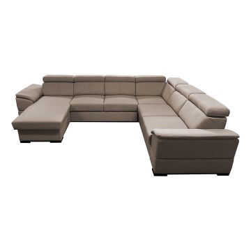 Canapé d'angle convertible en U avec angle réversible et coffre de rangement GRANADA beige