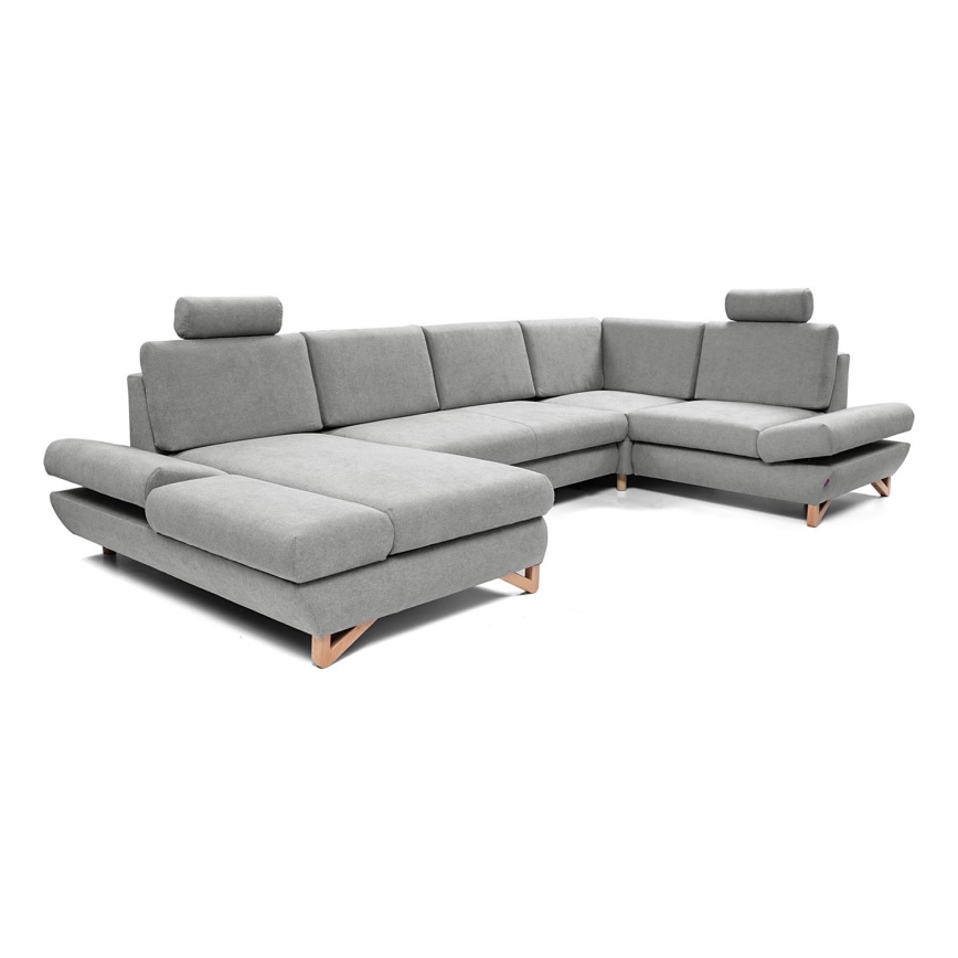 Canapé d'angle convertible en U AVESTA gris avec rangement intégré