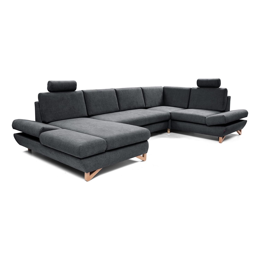 Canapé d'angle convertible en U AVESTA, rembourré avec coffre de rangement, anthracite